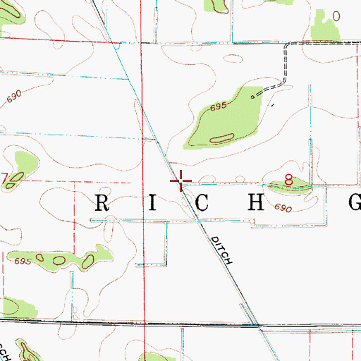 Topographic Map of Monon Ditch, IN