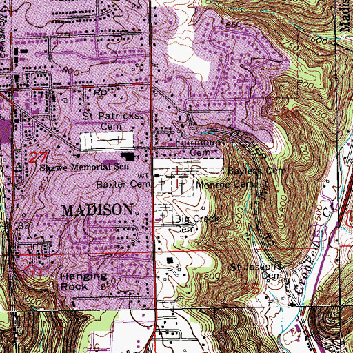 Topographic Map of Monroe Cemetery, IN