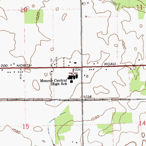 Topographic Map of Monroe Central Junior-Senior High School, IN