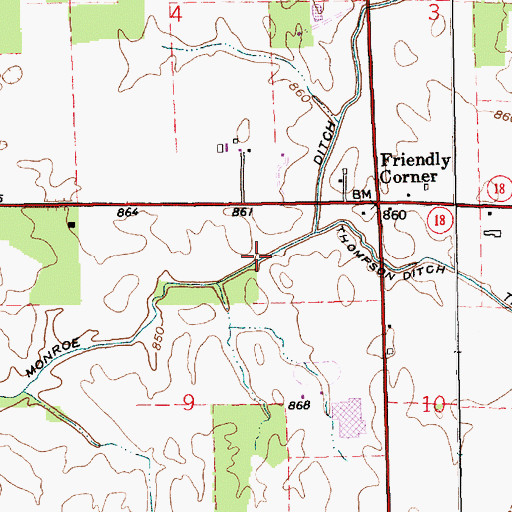 Topographic Map of Monroe Ditch, IN