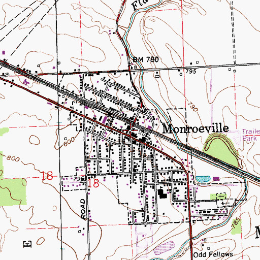 Topographic Map of Monroeville, IN