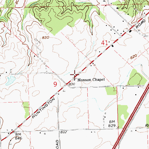 Topographic Map of Monson Chapel, IN