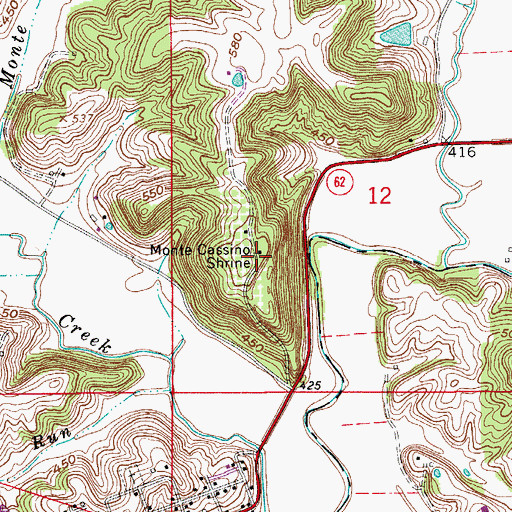 Topographic Map of Monte Cassino Shrine, IN