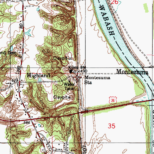 Topographic Map of Montezuma Station, IN