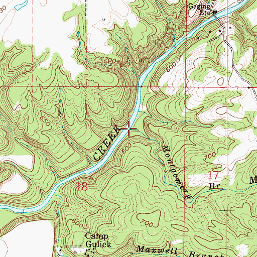 Topographic Map of Montgomery Branch, IN