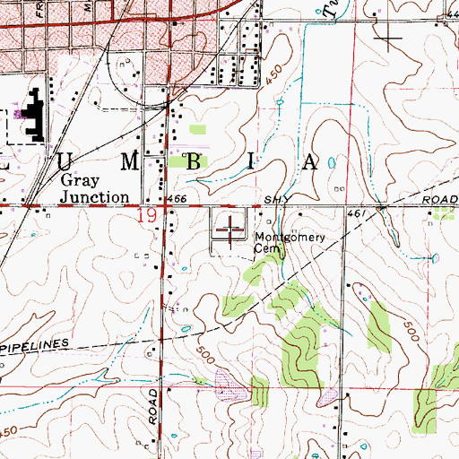 Topographic Map of Montgomery Cemetery, IN