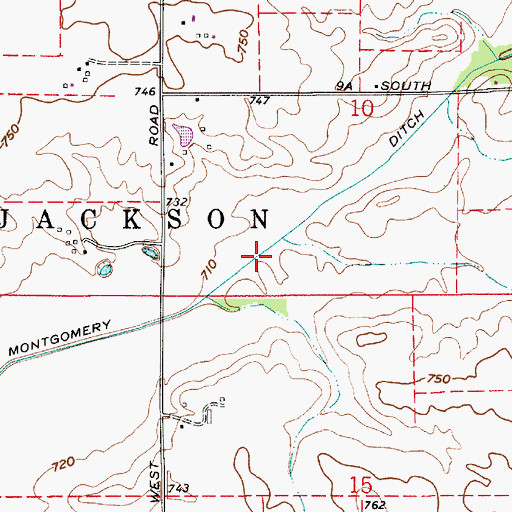 Topographic Map of Montgomery Ditch, IN