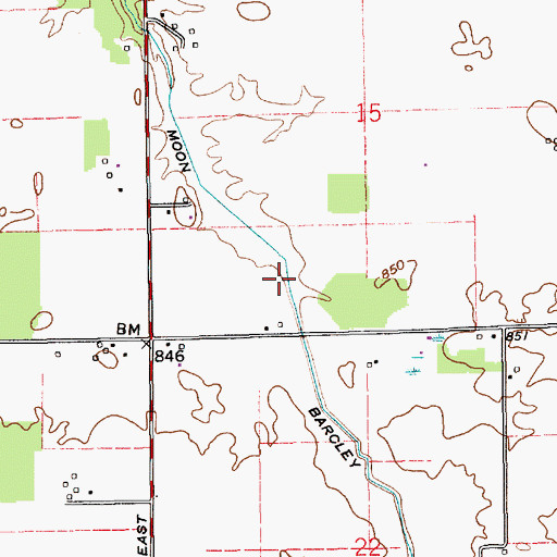 Topographic Map of Moon Barcley Ditch, IN