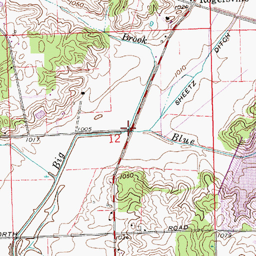 Topographic Map of Moon Brook, IN