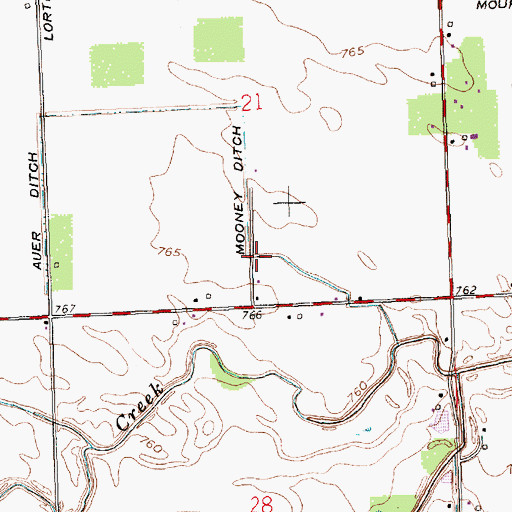 Topographic Map of Mooney Ditch, IN