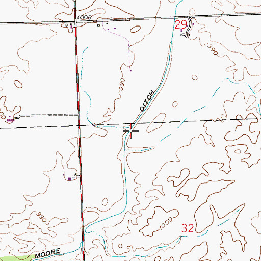 Topographic Map of Moore Ditch, IN