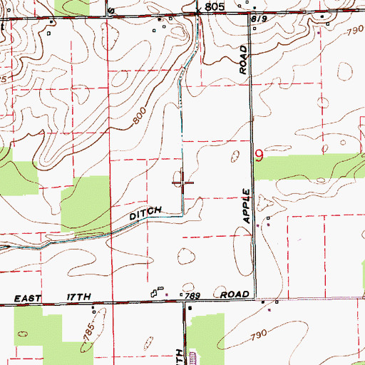 Topographic Map of Moore Ditch, IN