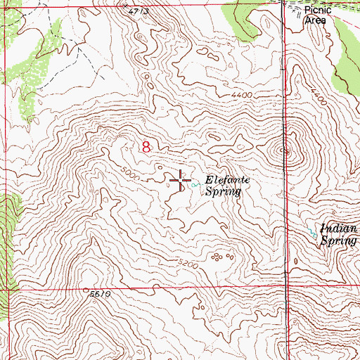 Topographic Map of Elefante Spring, AZ