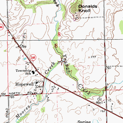 Topographic Map of Moores Creek, IN