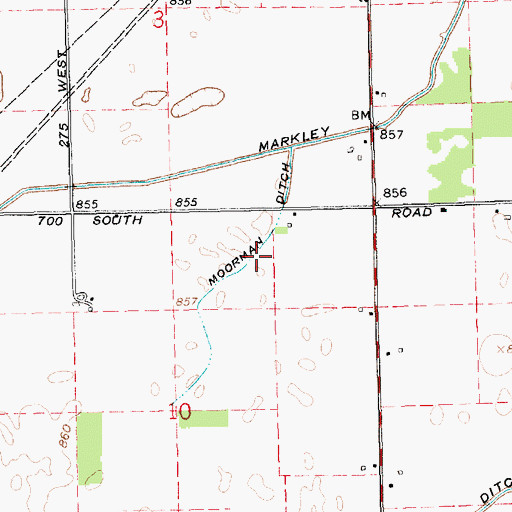 Topographic Map of Moorman Ditch, IN