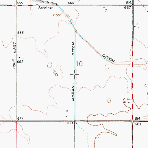 Topographic Map of Moran Ditch, IN