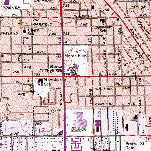 Topographic Map of Moran Park, IN