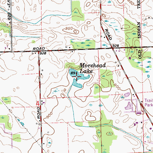 Topographic Map of Morehead Lake, IN