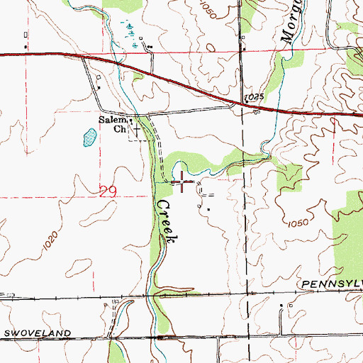 Topographic Map of Morgan Creek, IN
