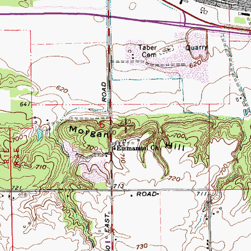 Topographic Map of Morgan Hill, IN