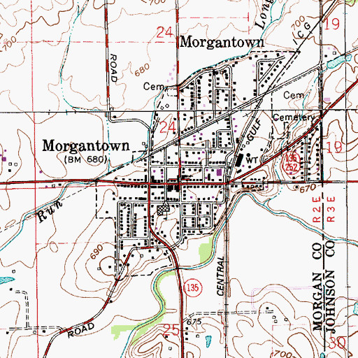 Topographic Map of Morgantown, IN
