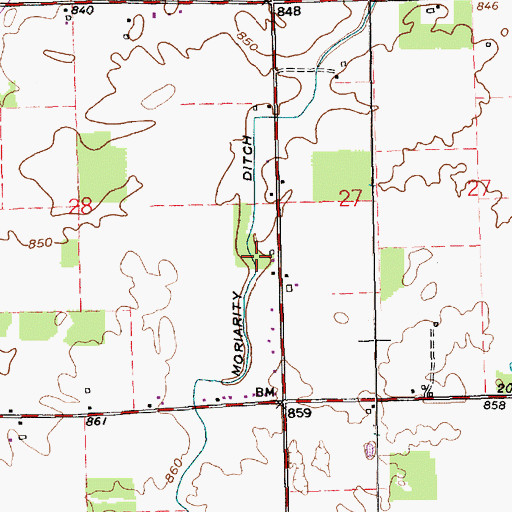 Topographic Map of Moriarity Ditch, IN