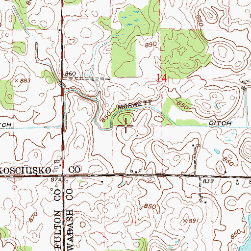 Topographic Map of Morrett Ditch, IN