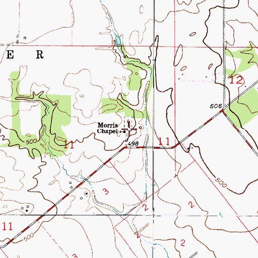 Topographic Map of Morris Chapel, IN
