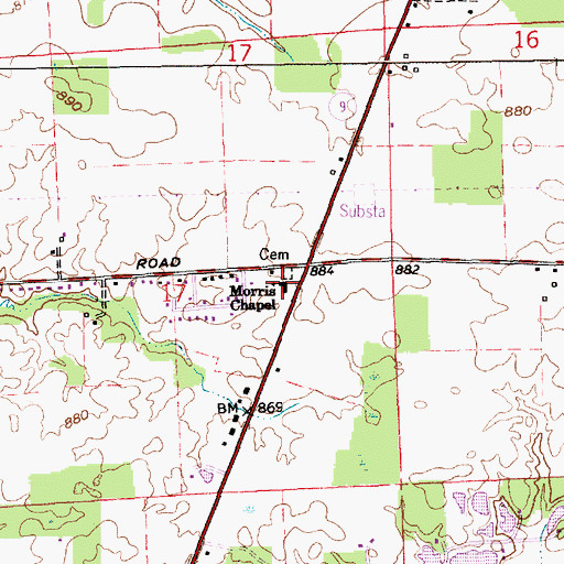 Topographic Map of Morris Chapel, IN