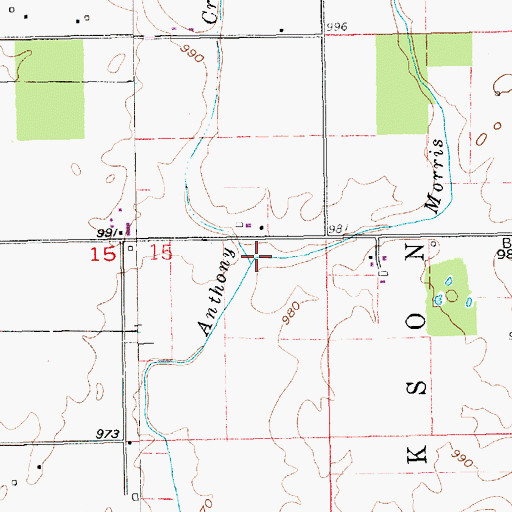 Topographic Map of Morris Creek, IN
