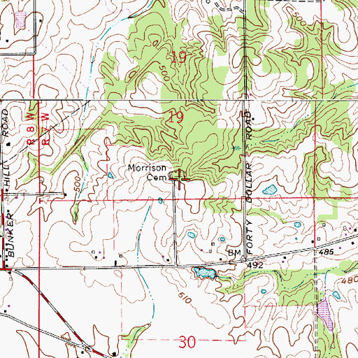 Topographic Map of Morrison Cemetery, IN