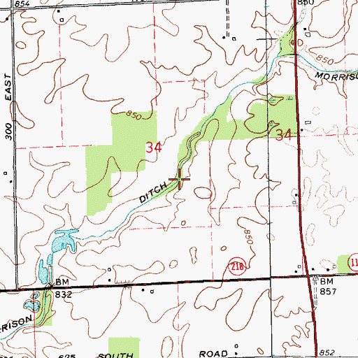 Topographic Map of Morrison Ditch, IN