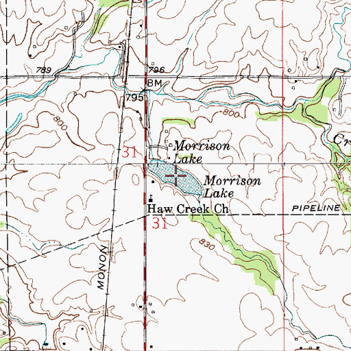 Topographic Map of Morrison Lake, IN