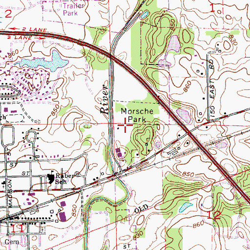 Topographic Map of Morsche Park, IN