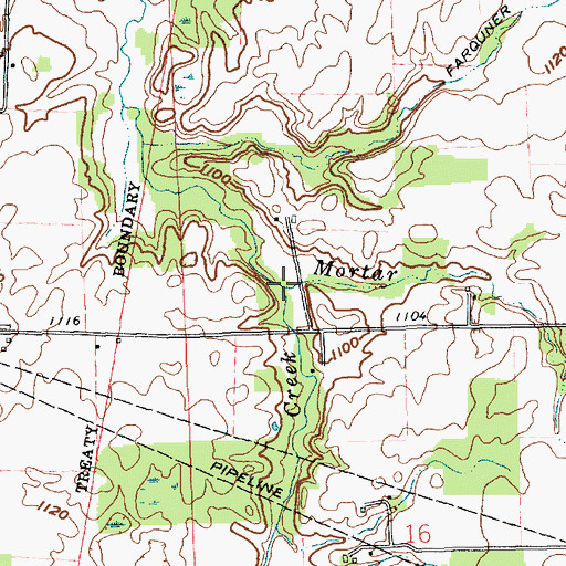 Topographic Map of Mortar Run, IN