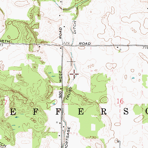 Topographic Map of Mortgage Trust Ditch, IN