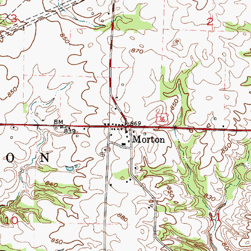Topographic Map of Morton, IN