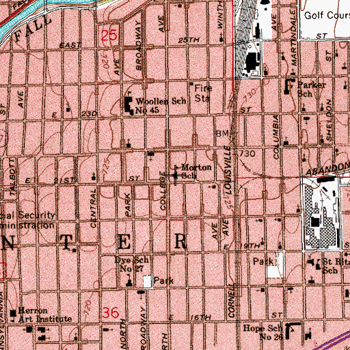 Topographic Map of Morton School, IN