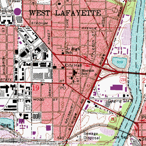 Topographic Map of Morton Elementary School, IN