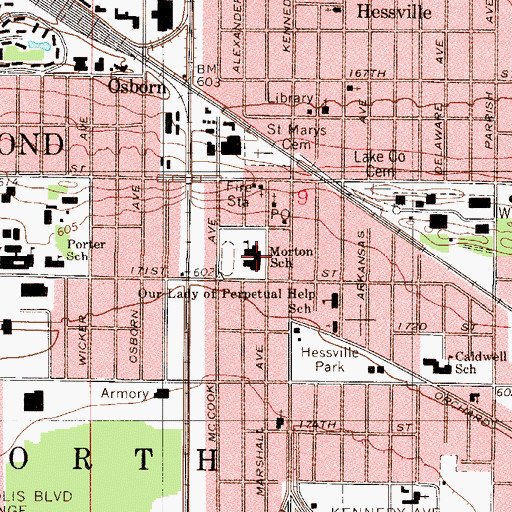 Topographic Map of Morton Elementary School, IN
