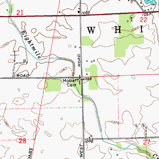 Topographic Map of Mosier Cemetery, IN