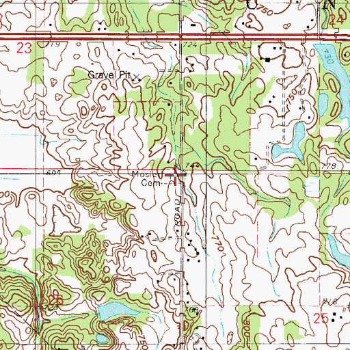 Topographic Map of Mosier Cemetery, IN