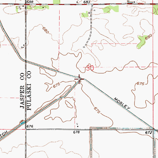 Topographic Map of Mosley Ditch, IN