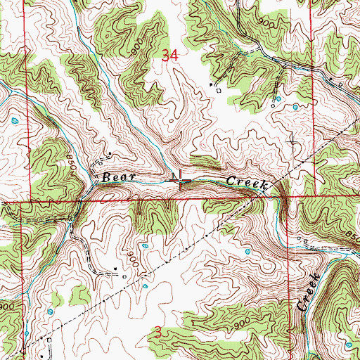 Topographic Map of Mosquito Creek, IN