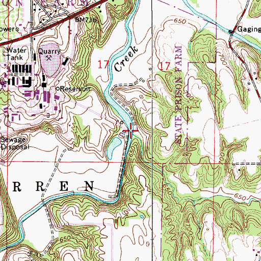 Topographic Map of Mosquito Creek, IN