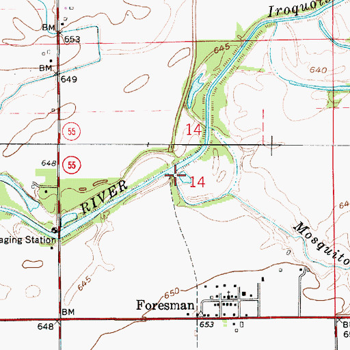Topographic Map of Mosquito Creek, IN
