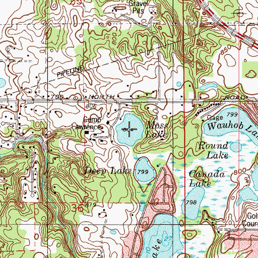 Topographic Map of Moss Lake, IN