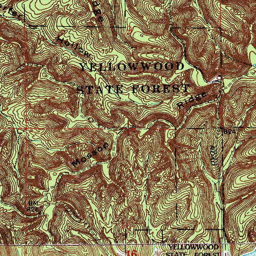 Topographic Map of Mossop Ridge, IN