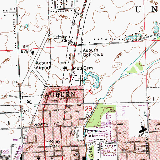 Topographic Map of Mott Cemetery, IN