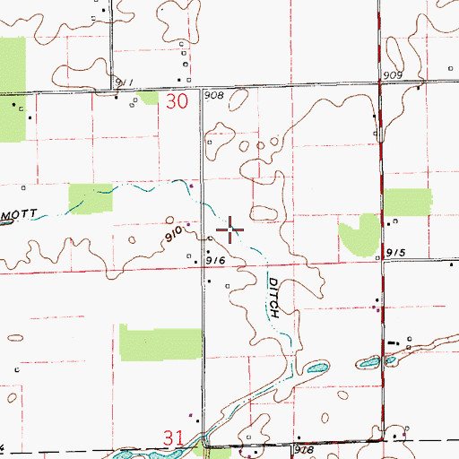 Topographic Map of Mott Ditch, IN
